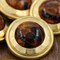4 Pieces Small Gold with Brown Tortoise Center Decorative Buttons 7/8 Inch